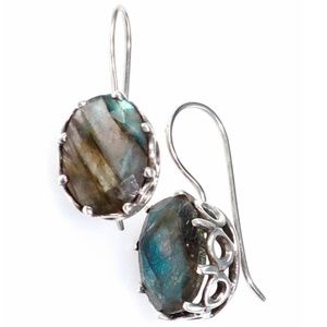 Scrollwork & Labradorite Gemstone Earrings